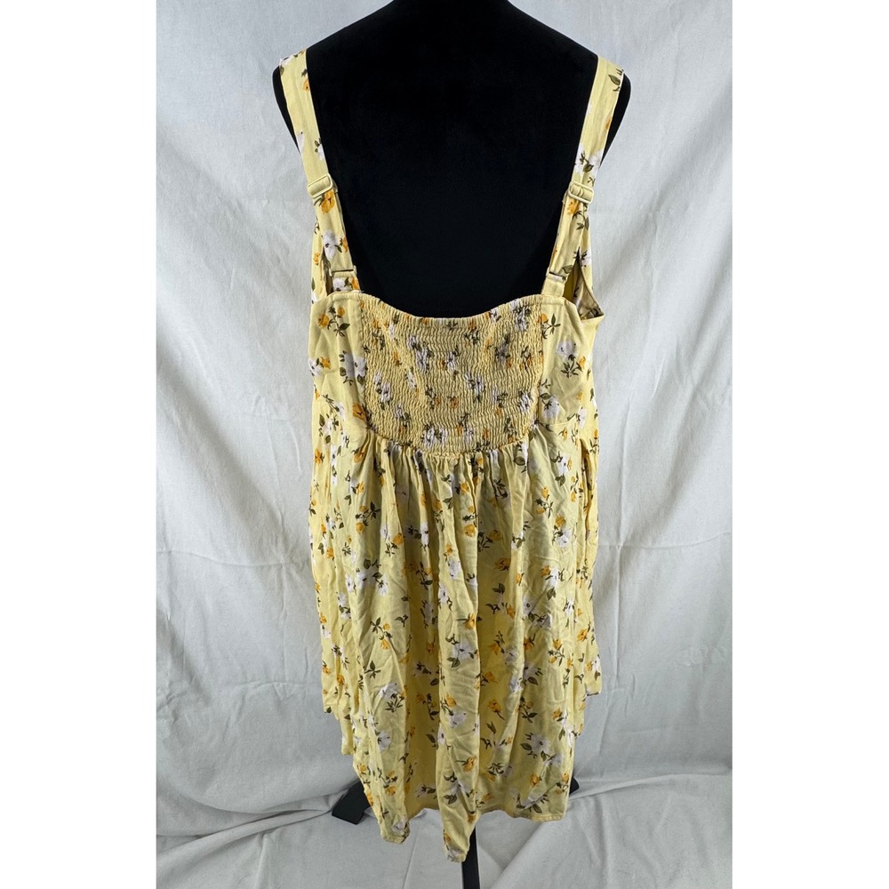 Old Navy Womens 2X Yellow Floral Smocked Back Mini Dress Adjustable Straps NWT - Picture 2 of 6
